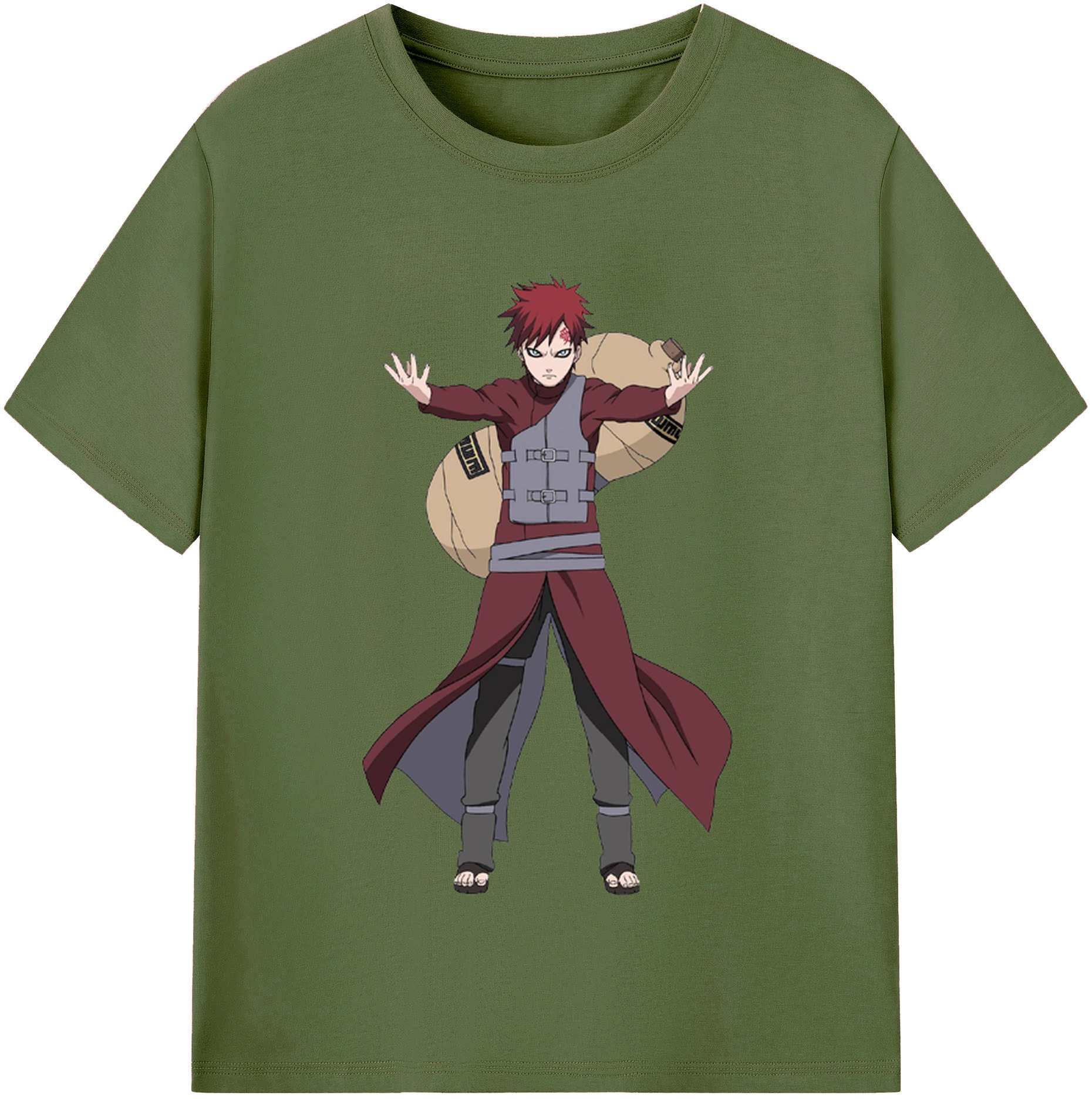 （画像用） NARUTO -ナルト- ガアラ Gaara 綿100％半袖Tシャツ（フロントプリント）